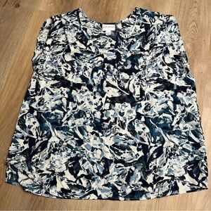 pure energy Sleeveless Blue and White Printed Blouse size 2X